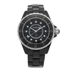 Chanel Stainless Steel Ceramic Diamond 33mm J12 Quartz Watch Black