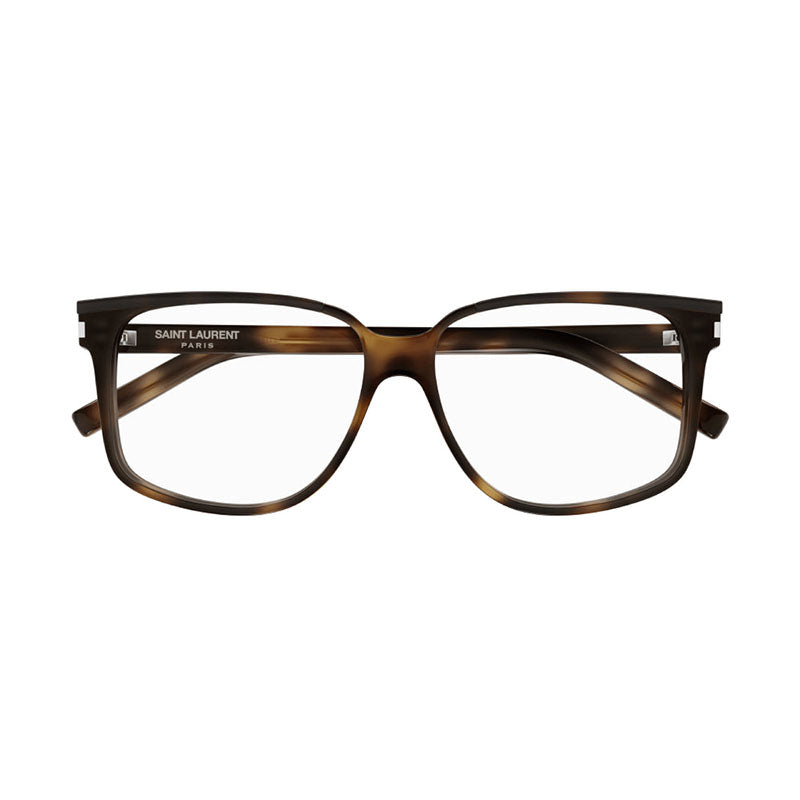 Saint Laurent Eyeglasses Square Full Rim, Black/Havana Frame and Clear Demo Lens Lens SL599OPT001