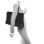 Balenciaga Daim Suede Plate Hardware Papier A6 Zip Around Tote Black