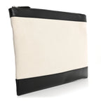 Balenciaga Calfskin Cotton Canvas Logo Clutch Black