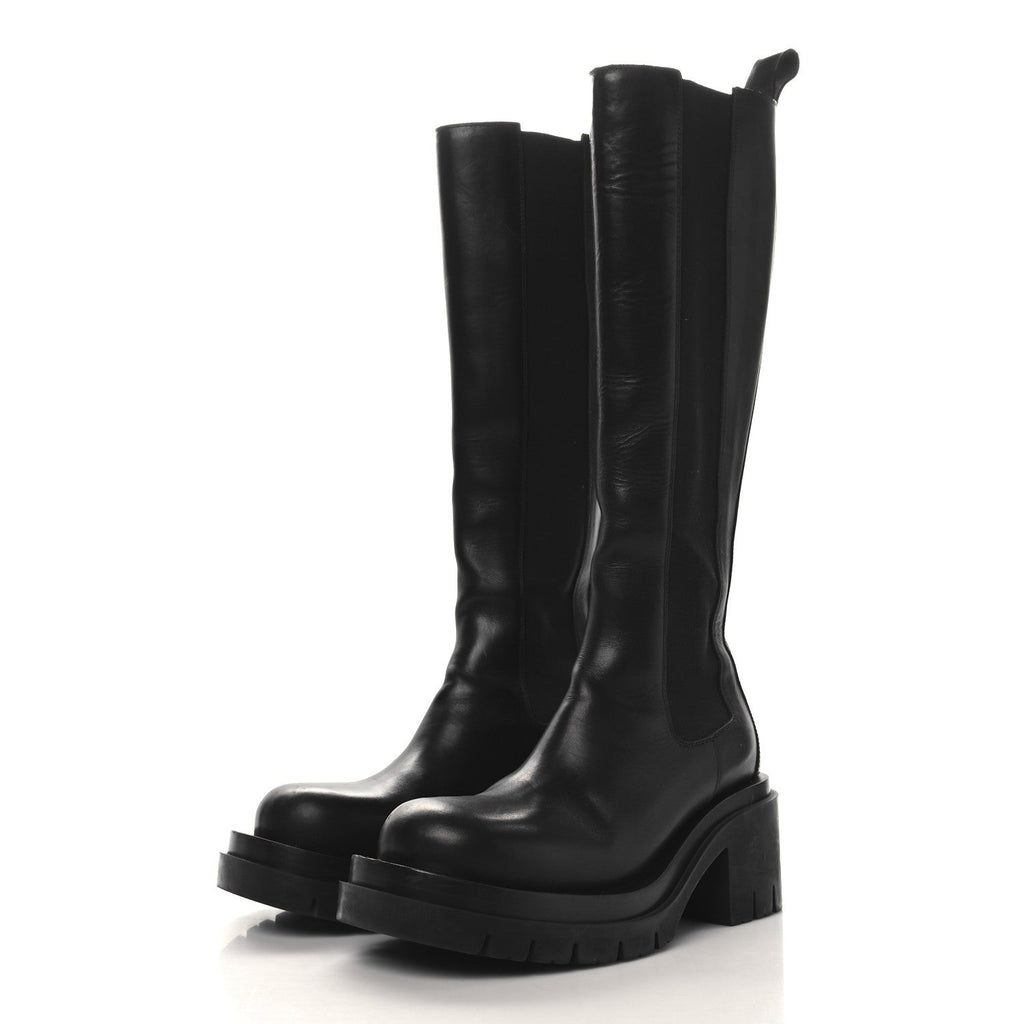 Bottega Veneta Calfskin The Lug Chelsea 30/70mm Tall Boots 37.5 Black