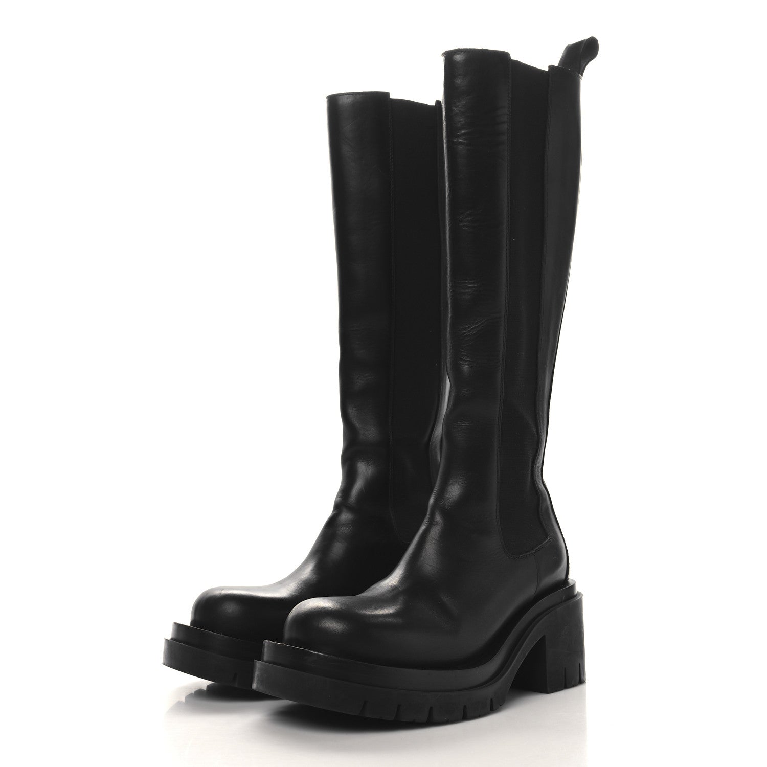 Bottega Veneta Calfskin The Lug Chelsea 30/70mm Tall Boots 37.5 Black