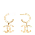 Chanel Enamel Crystal CC Drop Earrings Black Gold