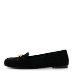 Chanel Suede Crystal CC Mocassin Loafers 39.5 Black