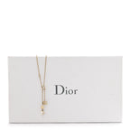 Christian Dior Crystal Pearl CD Shiny-D Tribal Long Necklace Gold