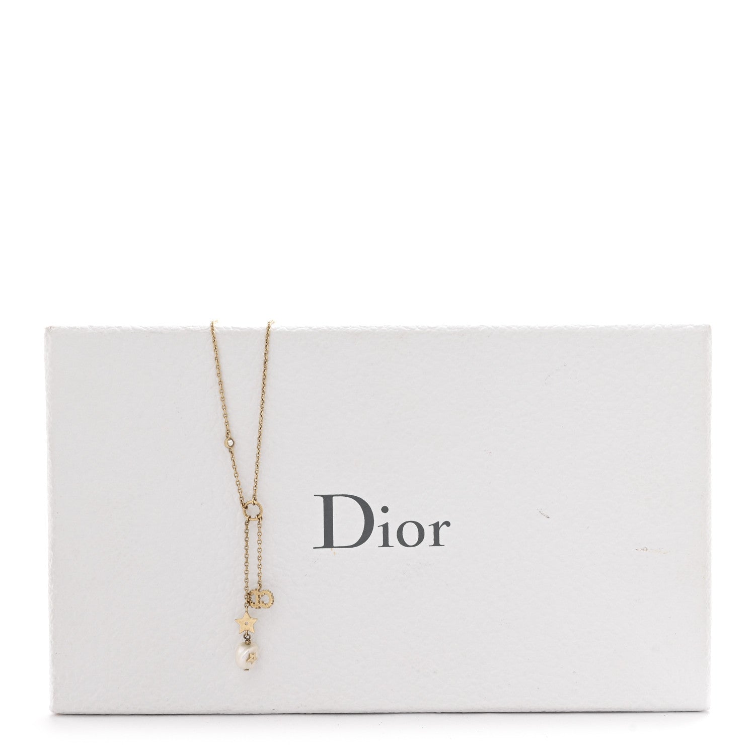 Christian Dior Crystal Pearl CD Shiny-D Tribal Long Necklace Gold