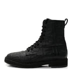 Fendi Nappa FF Embossed Womens Biker Boots 39.5 Black