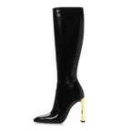 Saint Laurent Glazed Calfskin Auteuil 105mm Zip Boots 38 Black