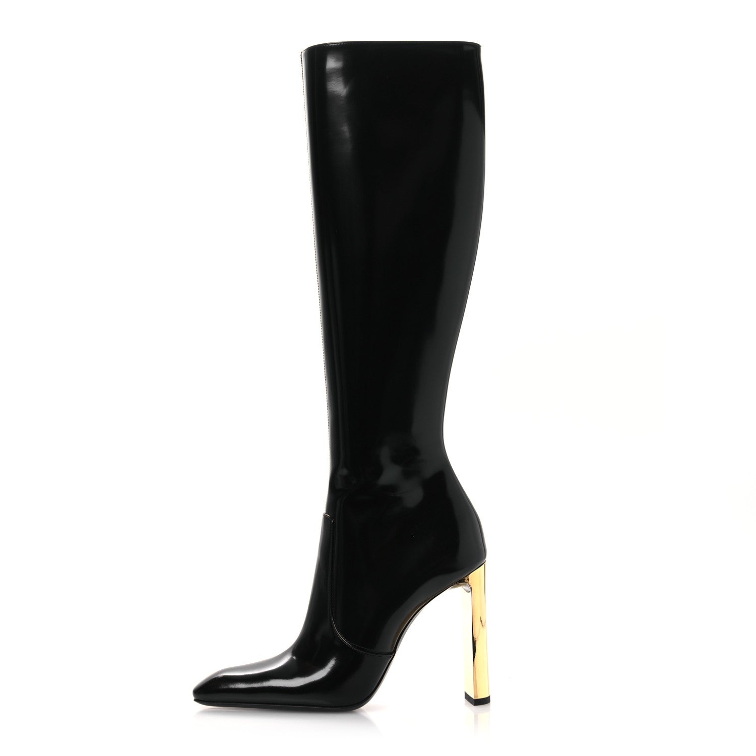Saint Laurent Glazed Calfskin Auteuil 105mm Zip Boots 38 Black