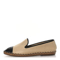 Chanel Lambskin Chain CC Mocassin Loafer Espadrilles 36 Beige Black