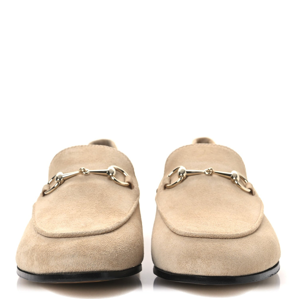 Gucci Suede Horsebit Womens Jordaan Loafers 39.5 Pink Sand