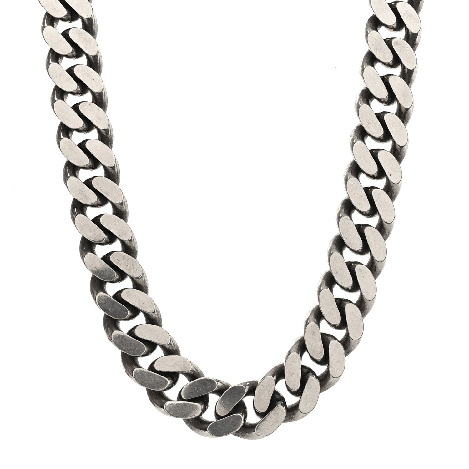 Saint Laurent Metal Curb Chain Necklace Oxidized Silver