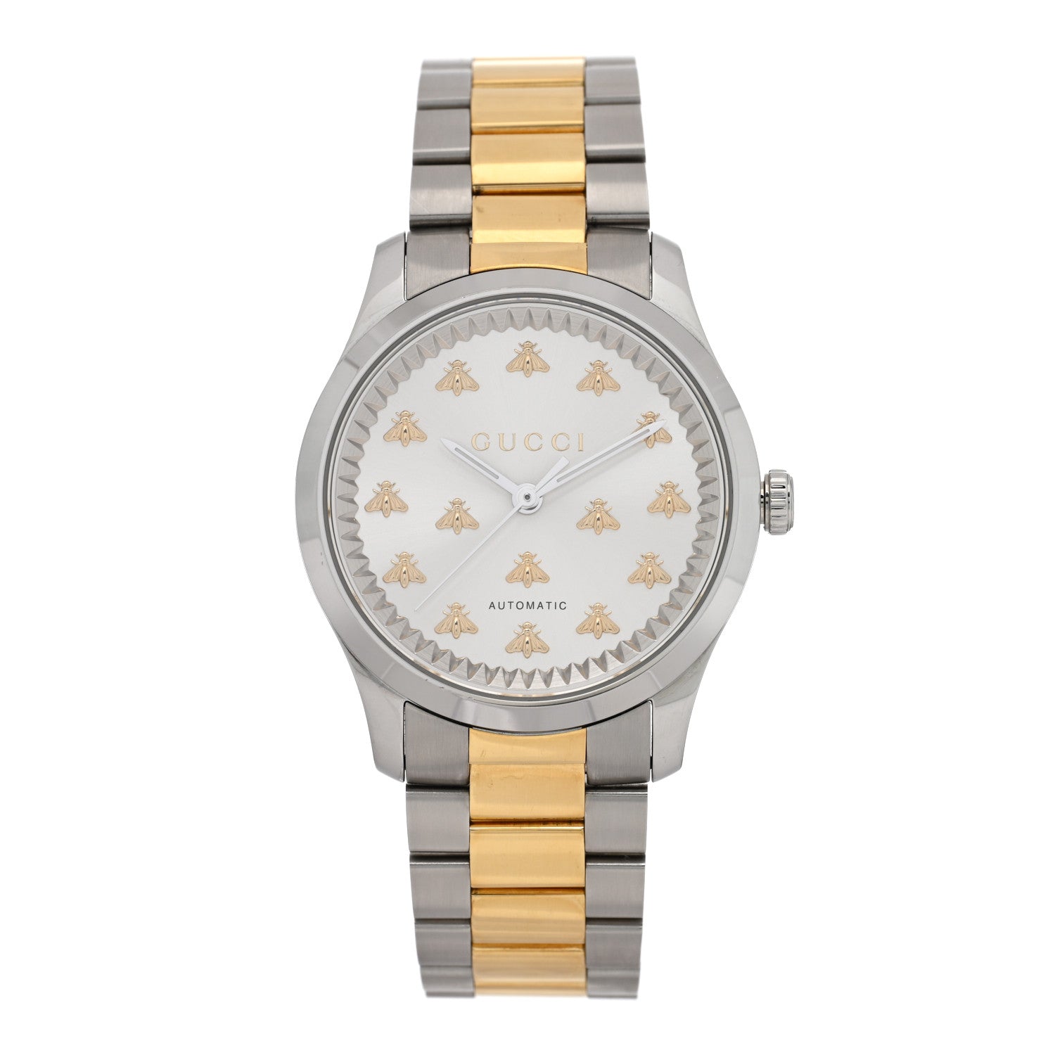 Gucci Stainless Steel 38mm G-Timeless Two Tone Bee Automatic Watch Silver