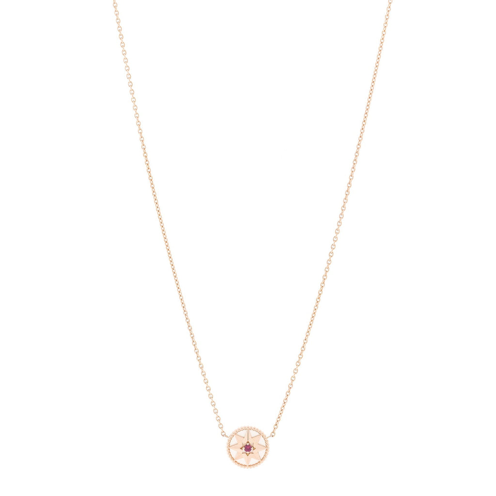 Christian Dior 18K Rose Gold Ruby Mother of Pearl Rose Des Vents Necklace
