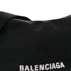 Balenciaga Recycled Sport Nylon Logo Embroidered Wheel Sling Bag Black White