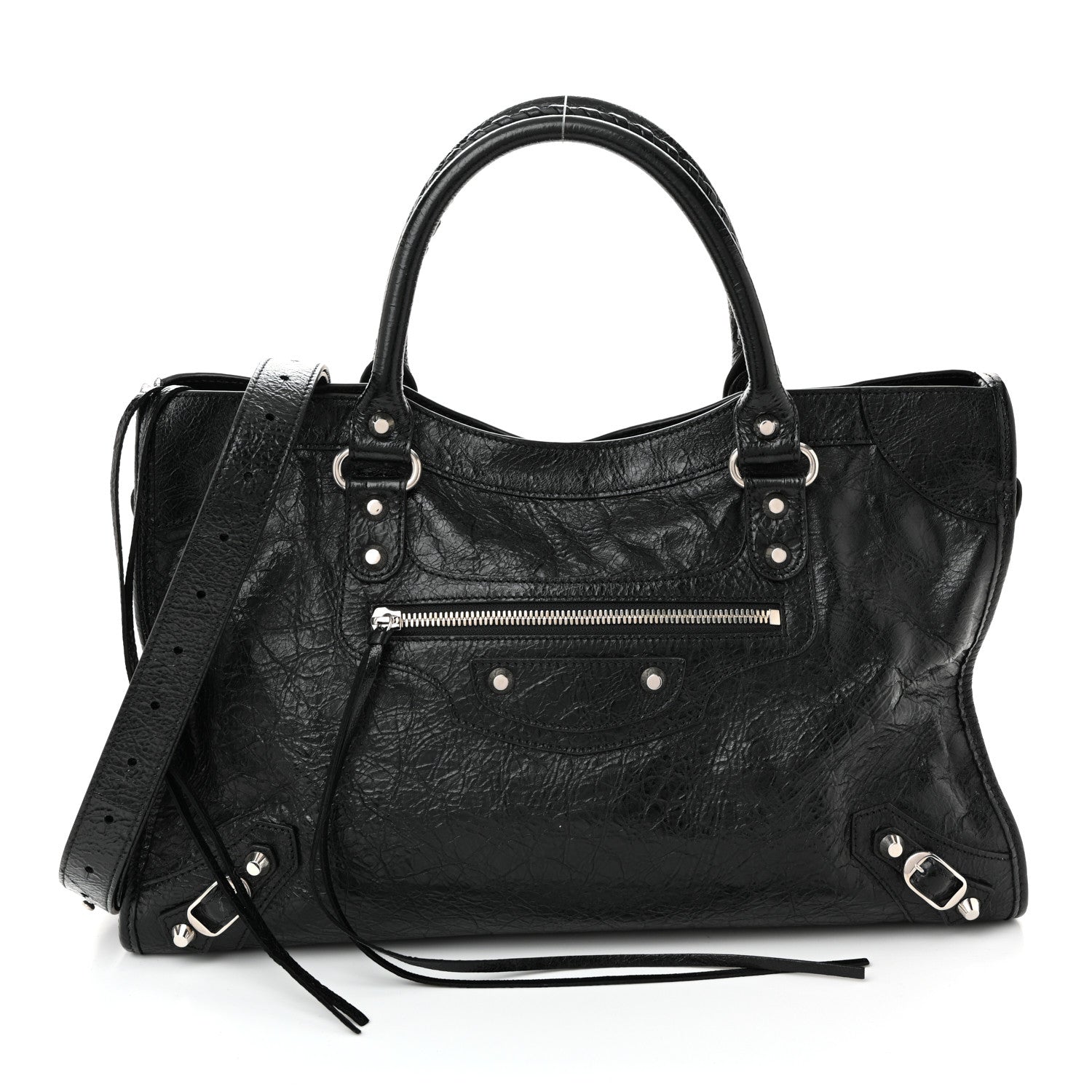 Balenciaga Agneau Classic Silver Hardware City Black