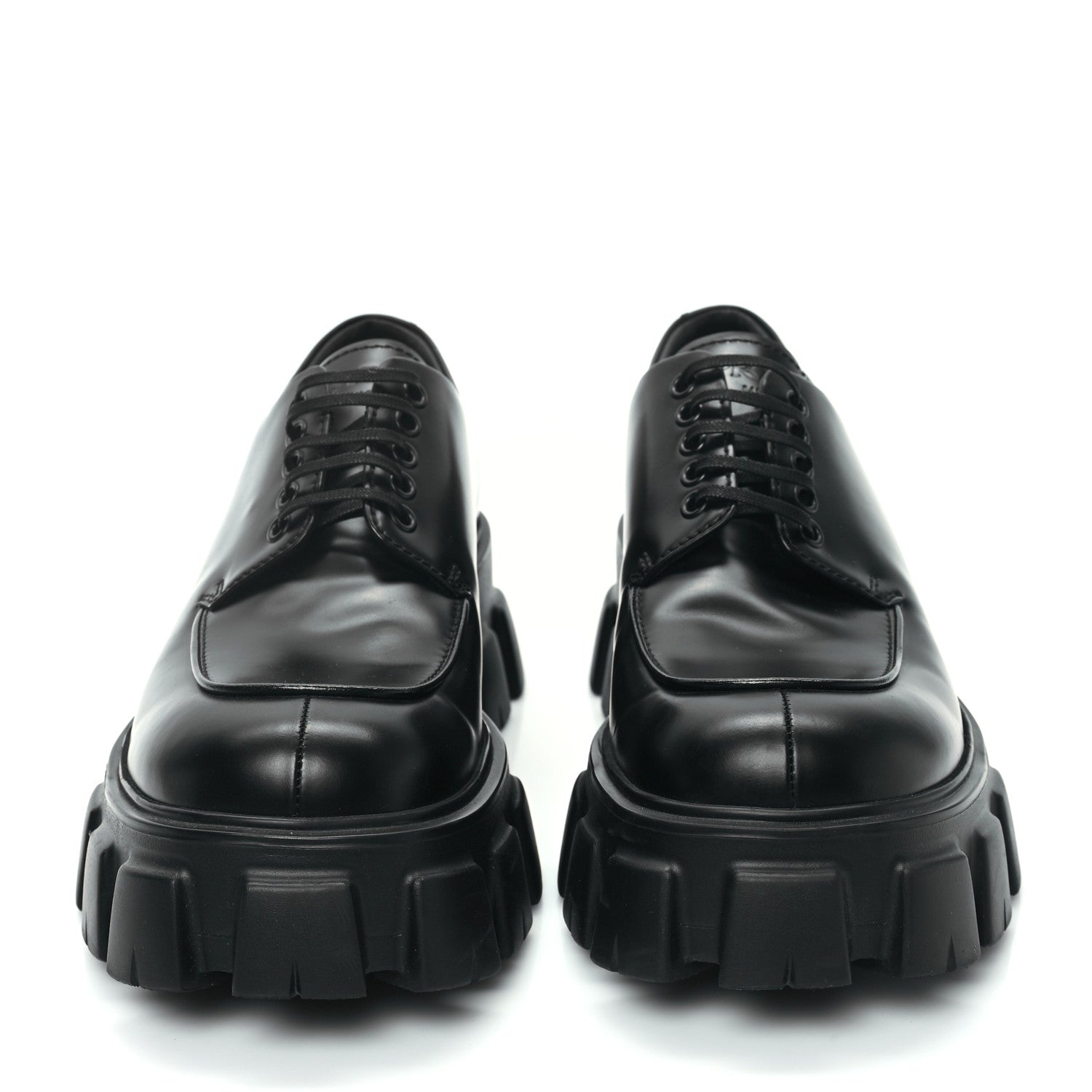 Prada Spazzolato Rois Monolith 55mm Derby Loafers 8 Black