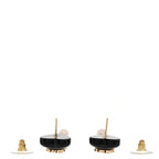 Chanel Resin Crystal Pearl CC Heart Chain Earrings Black Gold
