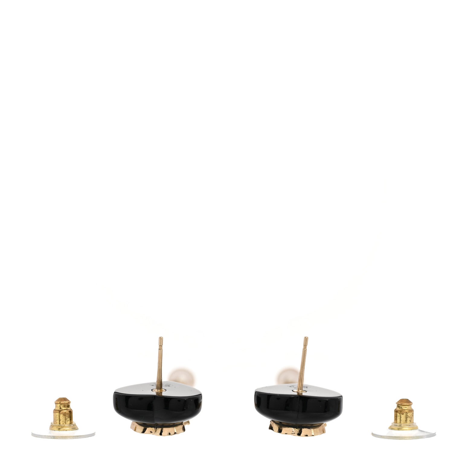 Chanel Resin Crystal Pearl CC Heart Chain Earrings Black Gold