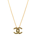 Chanel Resin Along The Nile CC Pendant Necklace Gold Black