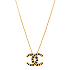 Chanel Resin Along The Nile CC Pendant Necklace Gold Black