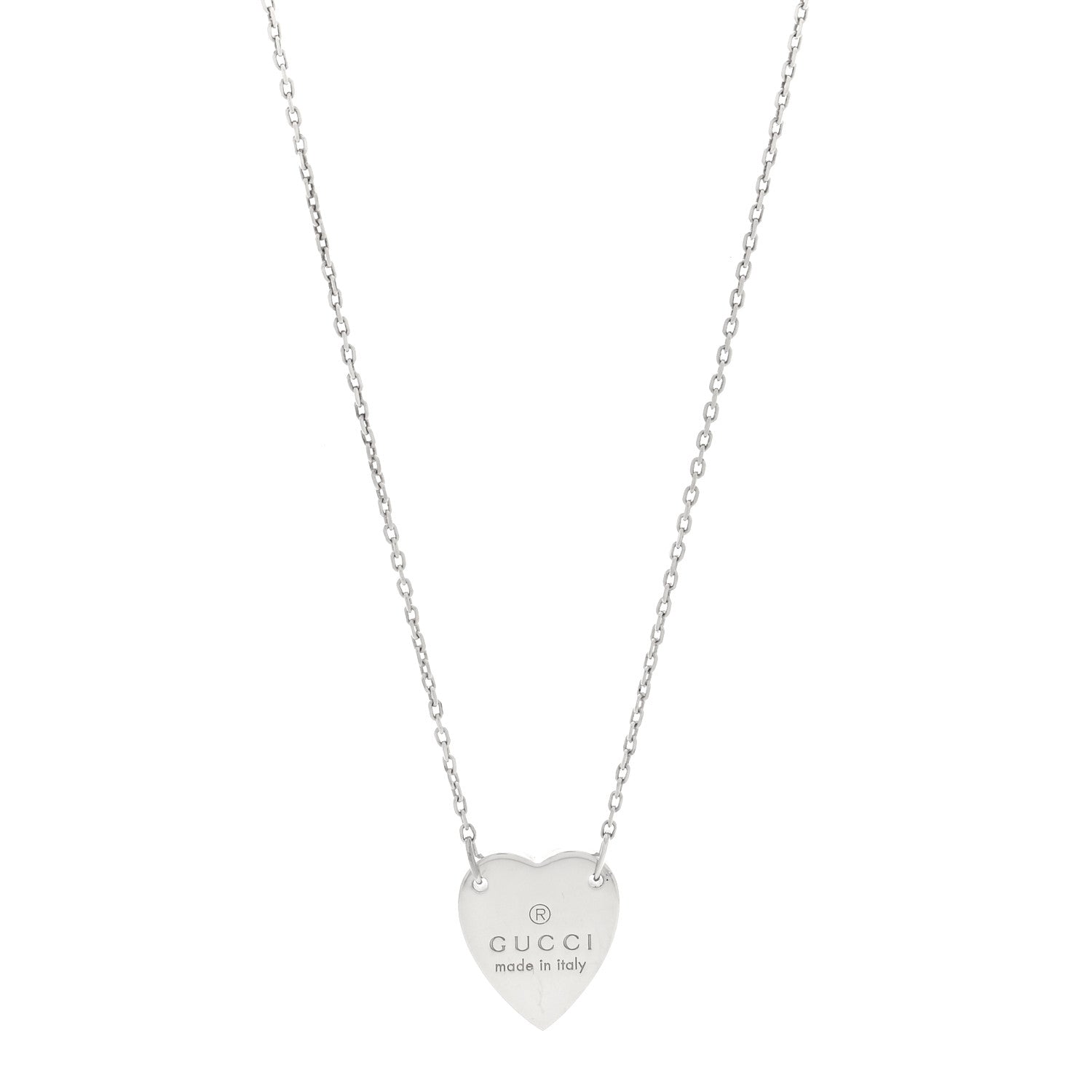 Gucci Sterling Silver Trademark Heart Pendant Necklace