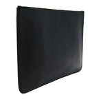 Balenciaga Calfskin Logo Large Cash Pouch With Handle Black White