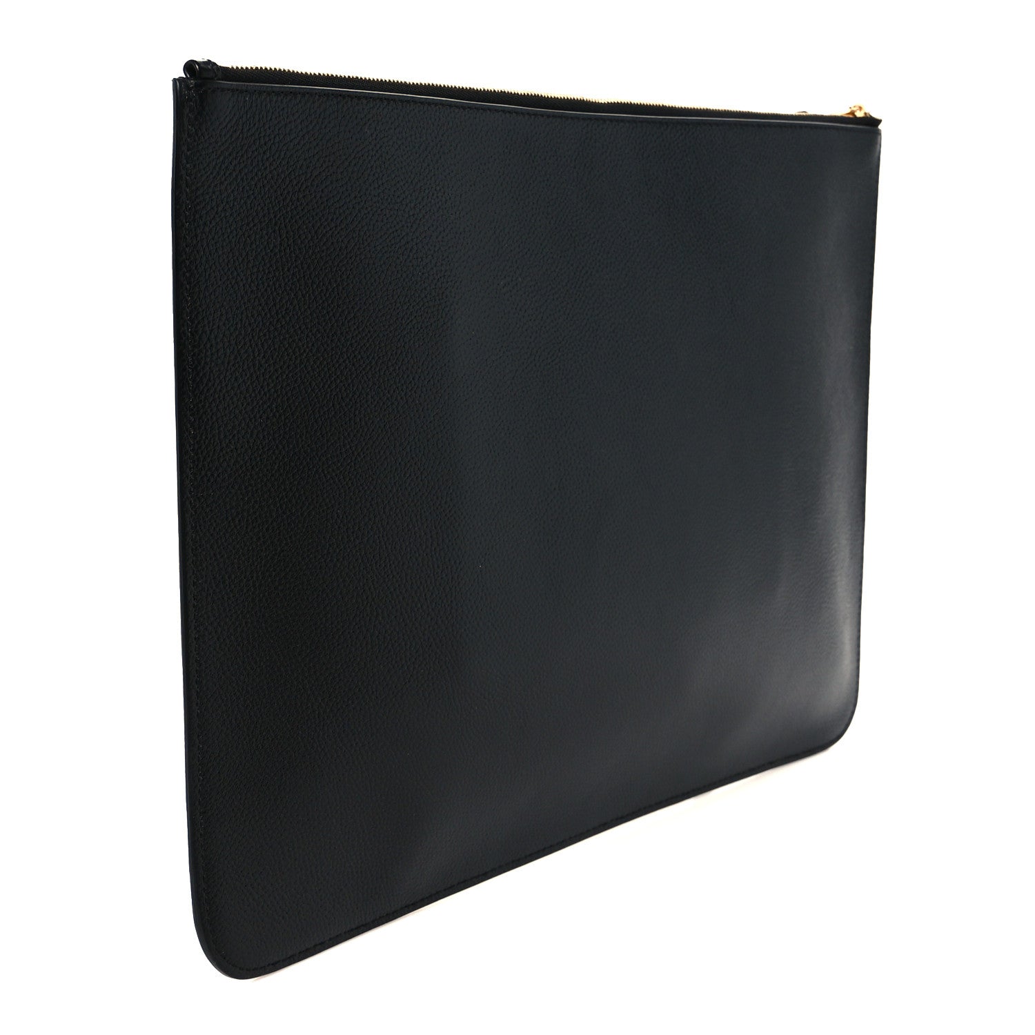 Balenciaga Calfskin Logo Large Cash Pouch With Handle Black White