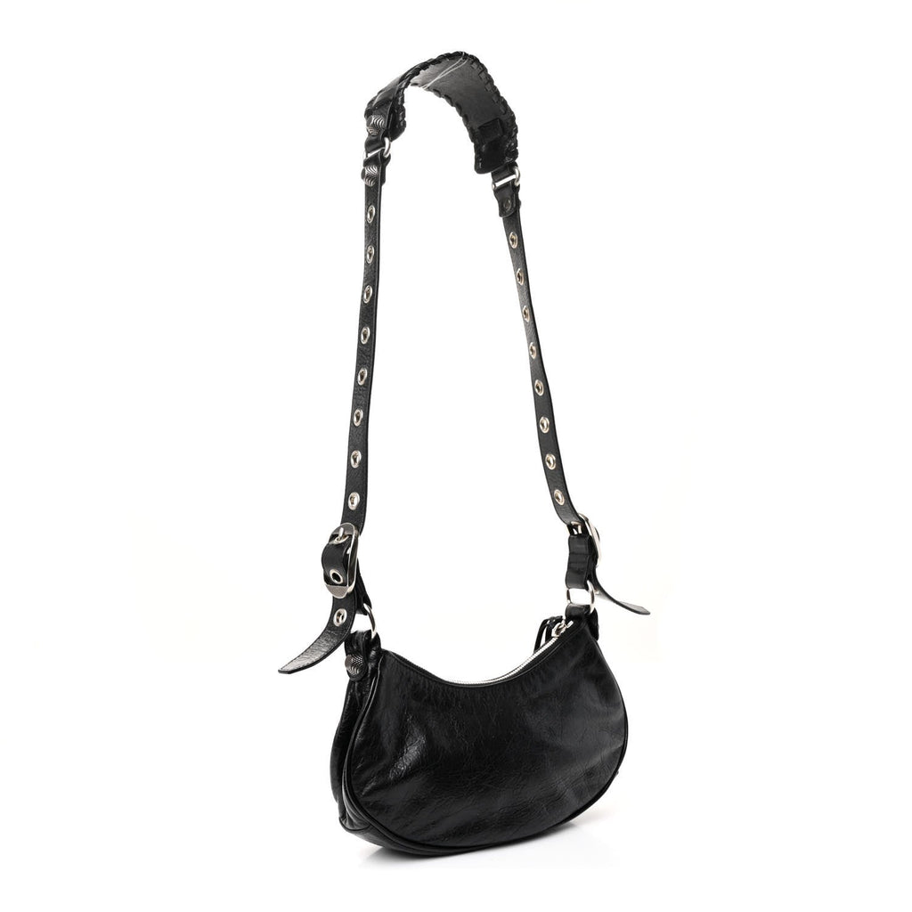 Balenciaga Agneau Arena Le Cagole Shoulder Bag XS Black