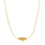 Chanel Crystal Pearl CC Heart Choker Necklace Gold