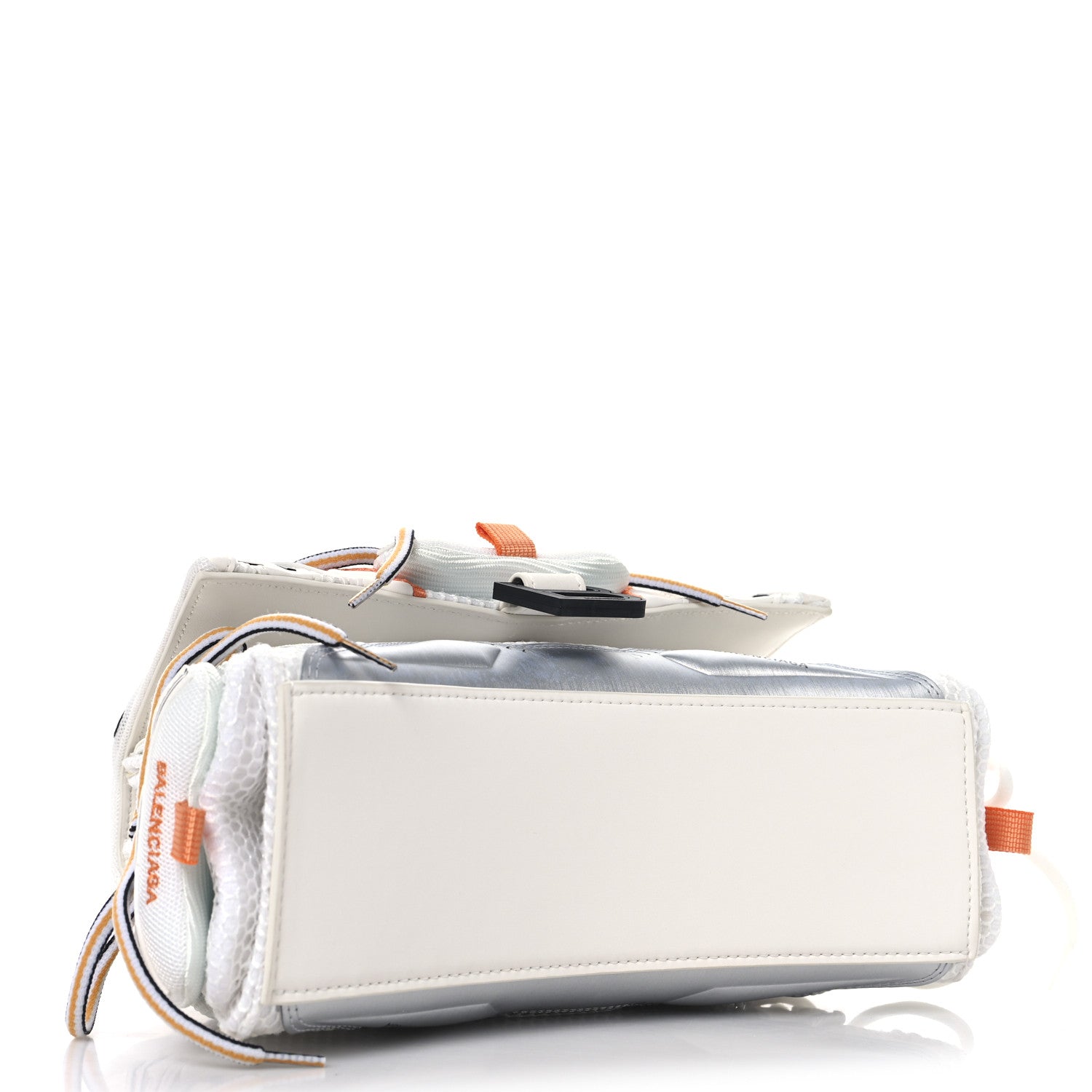 Balenciaga Faux Calfskin Fabric Glow In The Dark Small Sneakerhead Top Handle Bag White Orange