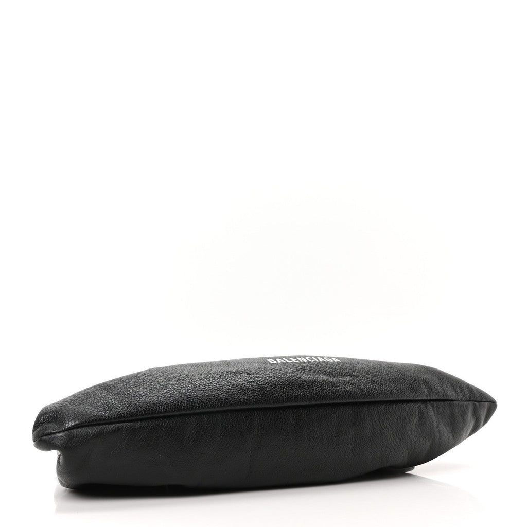 Balenciaga Grained Calfskin Logo XL Cloud Clutch Black