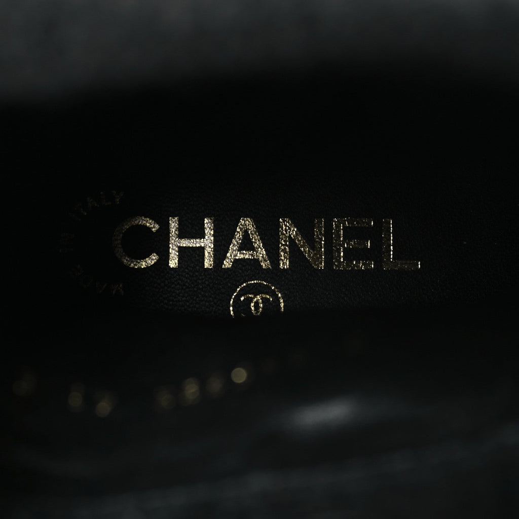 Chanel Calfskin Knit CC Short Boots 41 Black