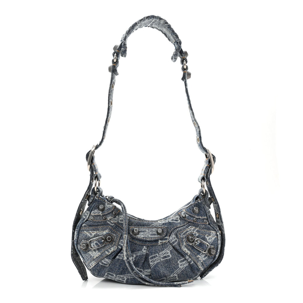 Balenciaga Denim BB Monogram Le Cagole Shoulder Bag XS Blue