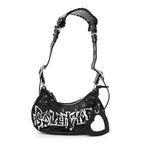 Balenciaga Agneau Arena Lunar New Year Graffiti Logo Le Cagole Shoulder Bag XS Black