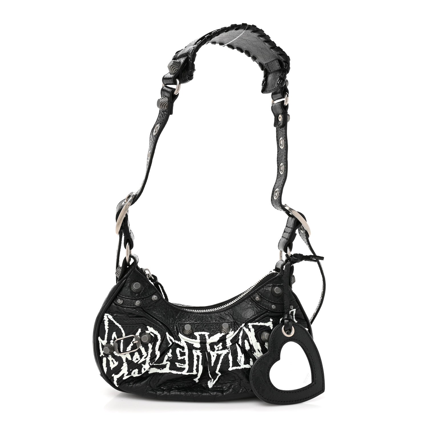 Balenciaga Agneau Arena Lunar New Year Graffiti Logo Le Cagole Shoulder Bag XS Black