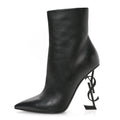 Saint Laurent Calfskin Opyum Ankle Boots 40 Black