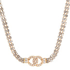 Chanel Crystal Pearl CC Choker Necklace Gold