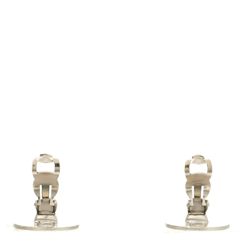 Chanel Logo Clip On Earrings Silver