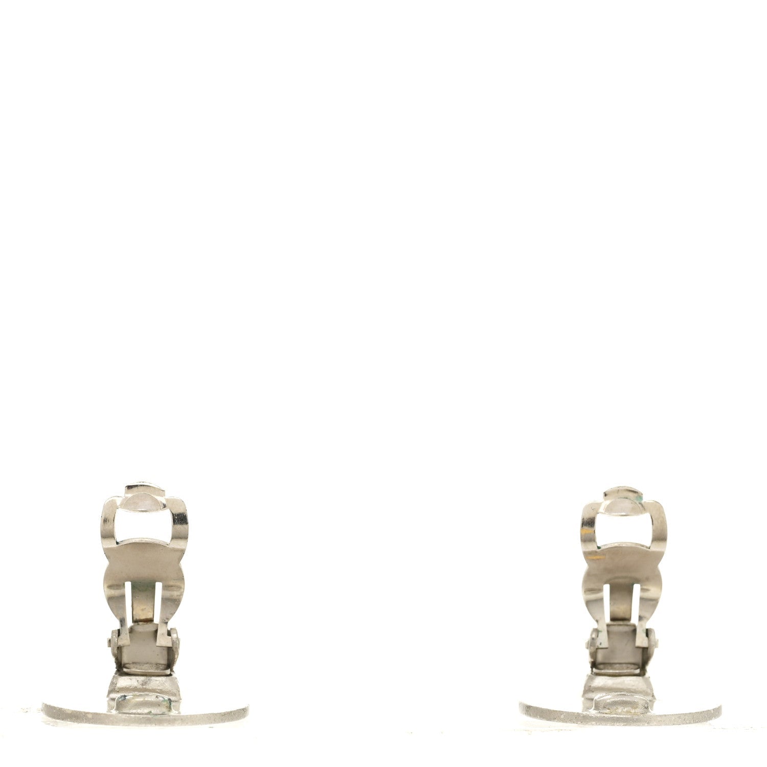 Chanel Logo Clip On Earrings Silver