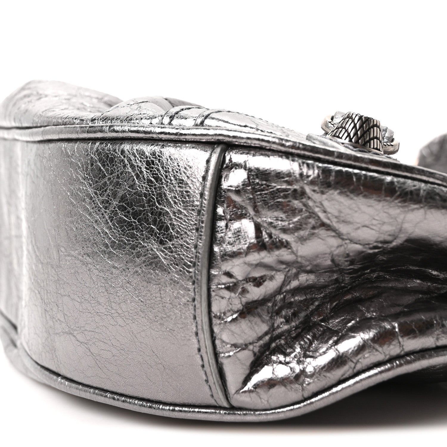 Balenciaga Metallic Agneau Arena Le Cagole Shoulder Bag XS Silver