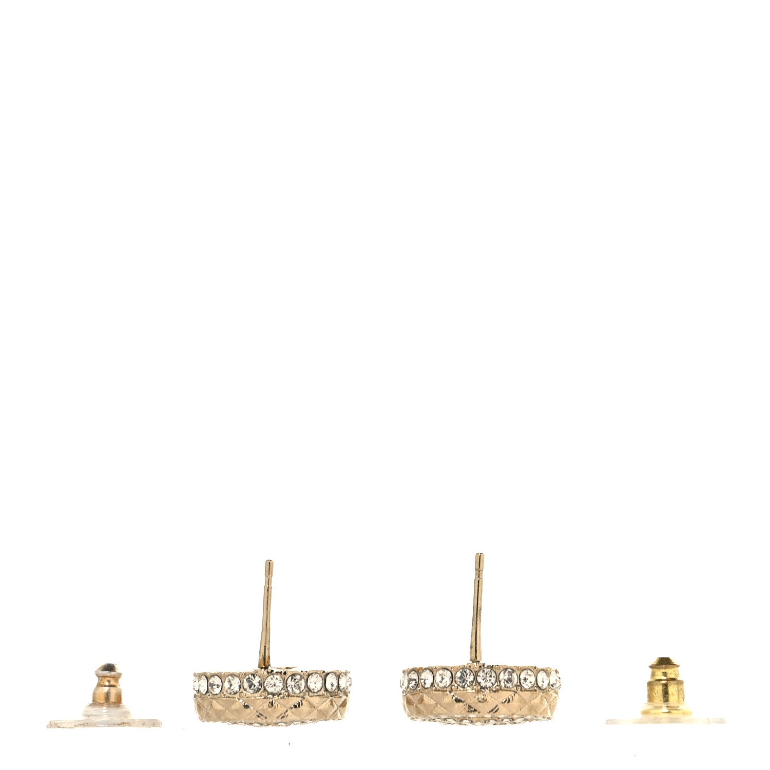 Chanel Crystal CC Round Earrings Gold