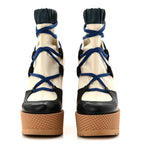 Chanel Fabric Lambskin Calfskin Runway Wedge Short Platform Boots 36 Blue White Pink