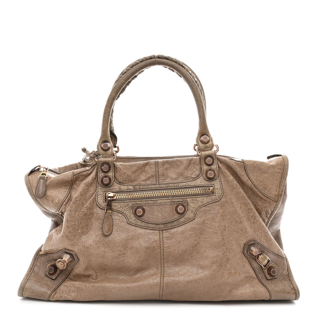 Balenciaga Agneau Giant 12 Rose Gold Hardware Work Gris Poivre