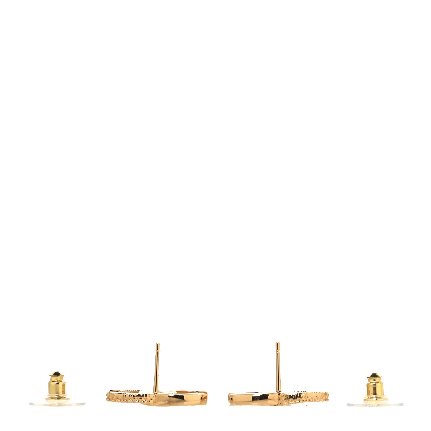 Chanel Enamel CC Textured Earrings Black Gold