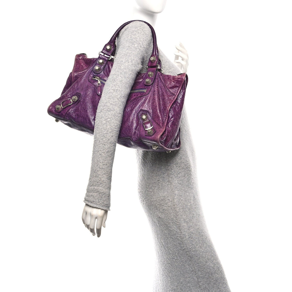 Balenciaga Agneau Giant 21 Silver Hardware Work Raisin
