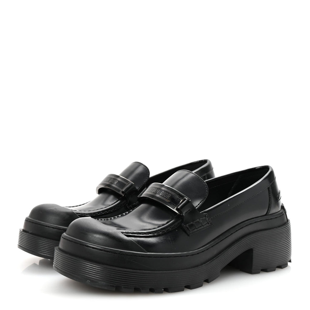 Christian Dior Brushed Calfskin Dior Code Lug Sole Platform 35mm Loafers 38.5 Black