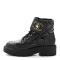 Chanel Lambskin Calfskin Quilted Lace Up Combat Boots 38 Black
