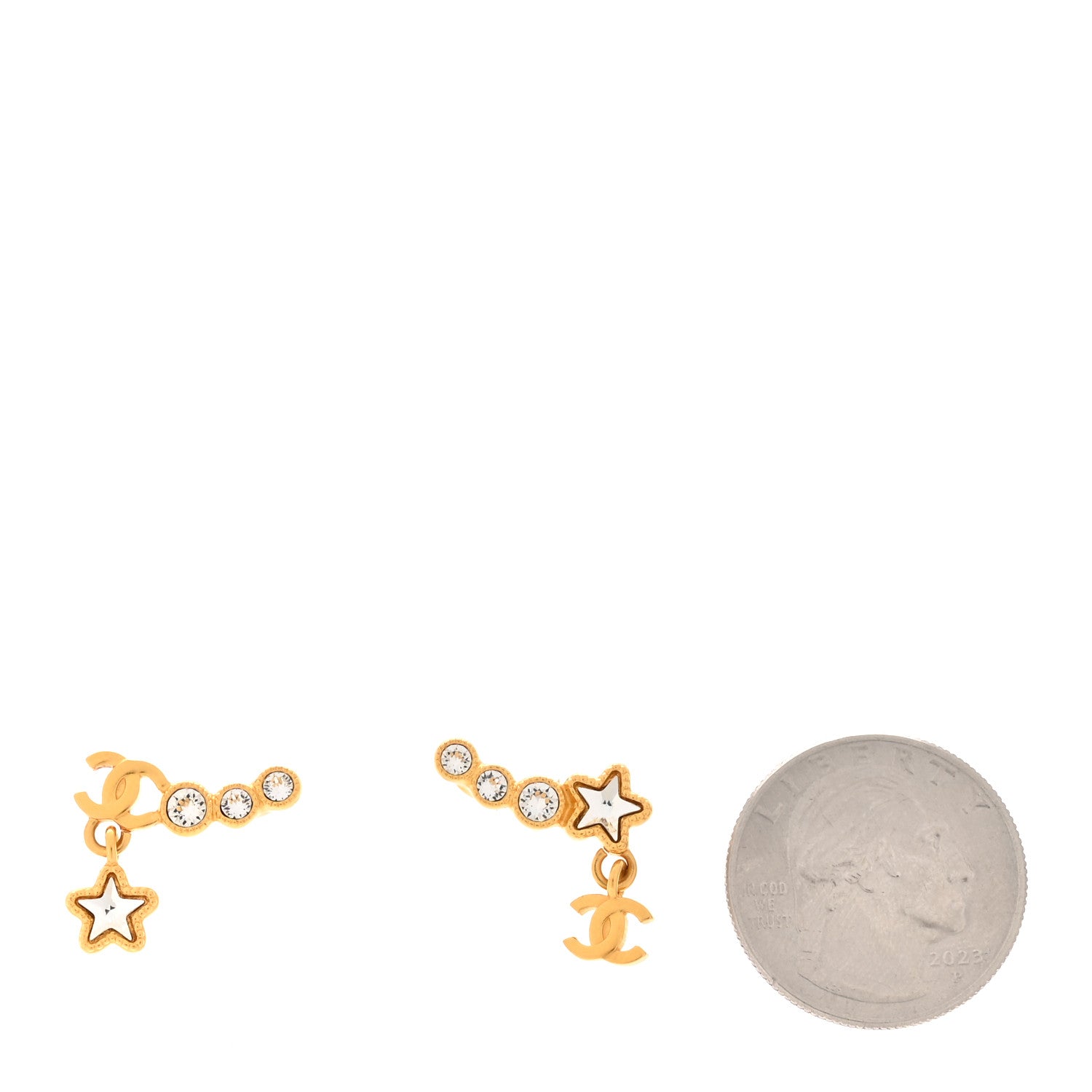 Chanel Crystal CC Shooting Star Earrings Gold