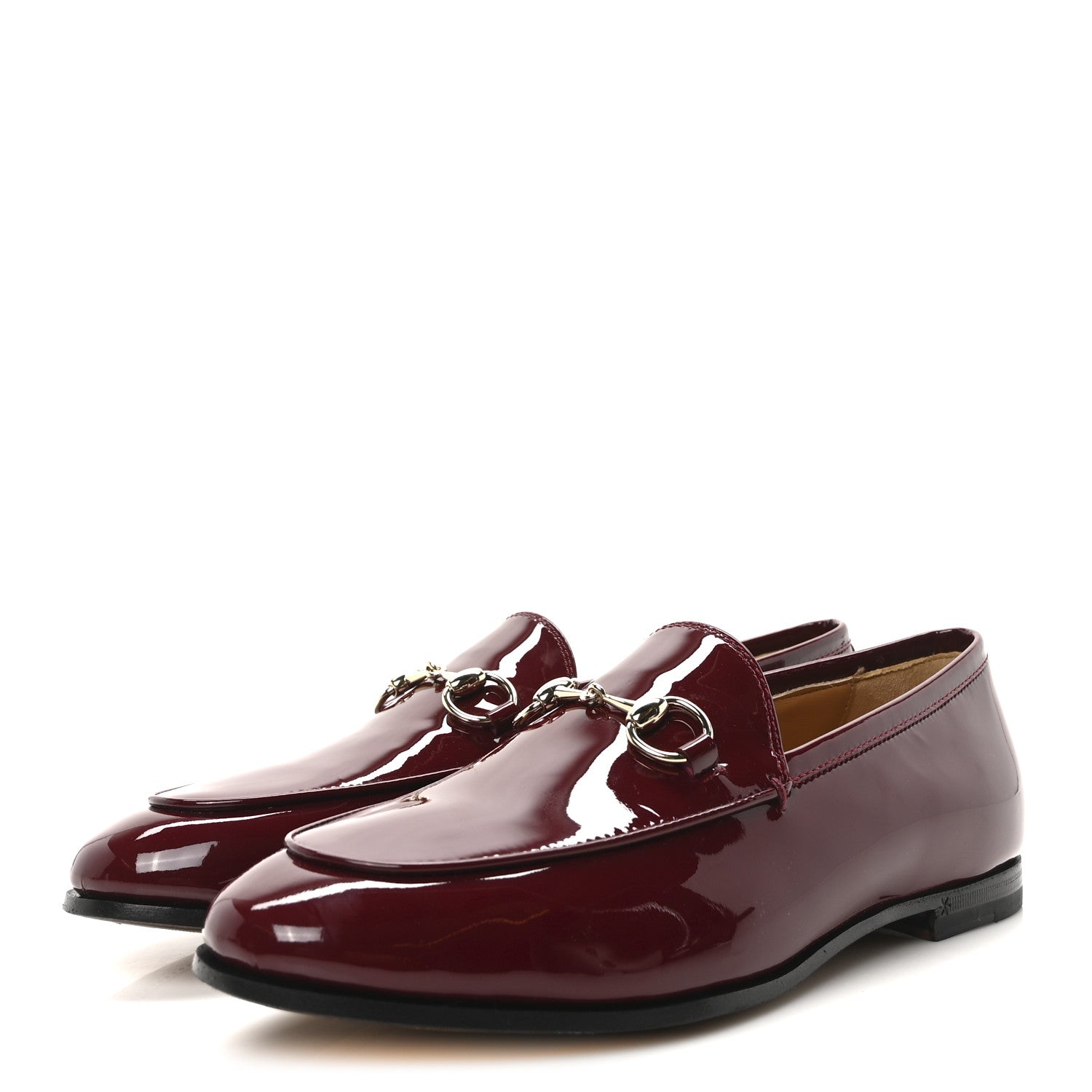 Gucci Vitello Vernice Soft Nappa Womens Jordaan Loafers 36 Rosso Ancora